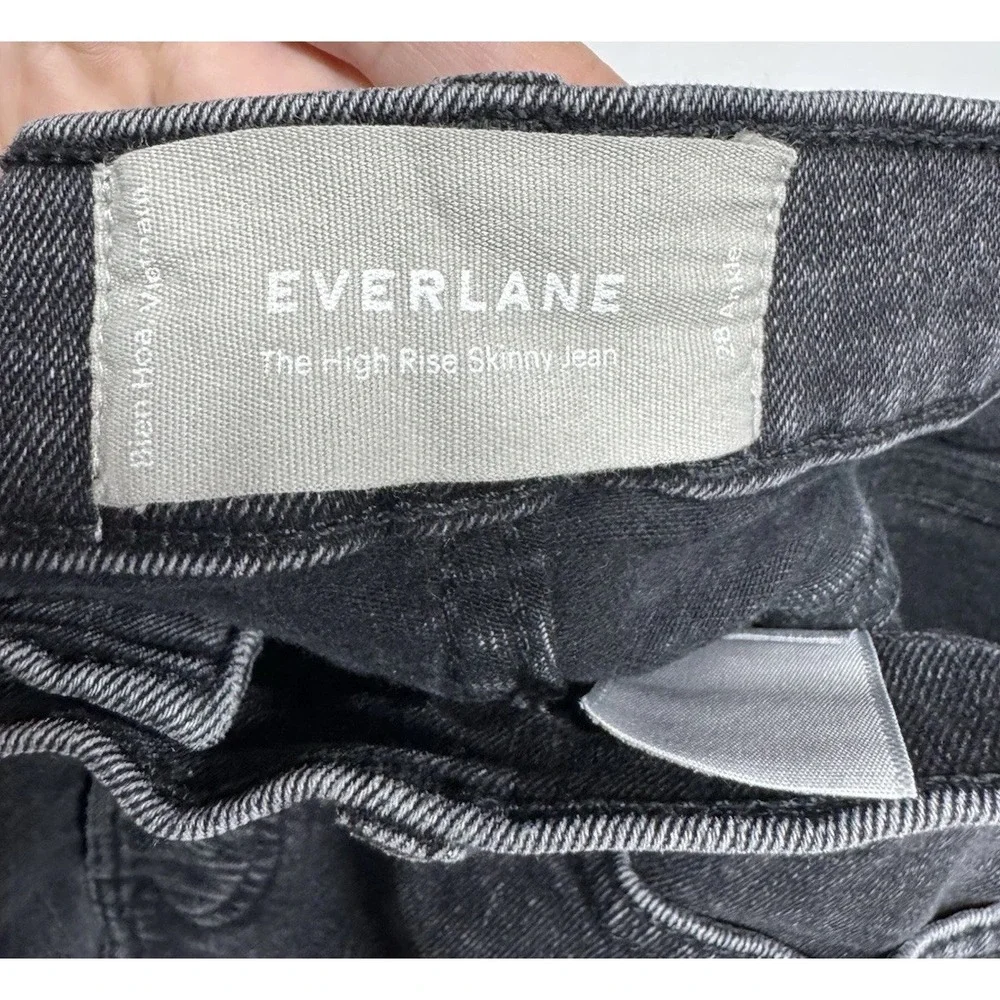 EVERLANE Women's Black Wash High Rise Ankle Skinny Jeans Size 28 - Picture 2 of 13